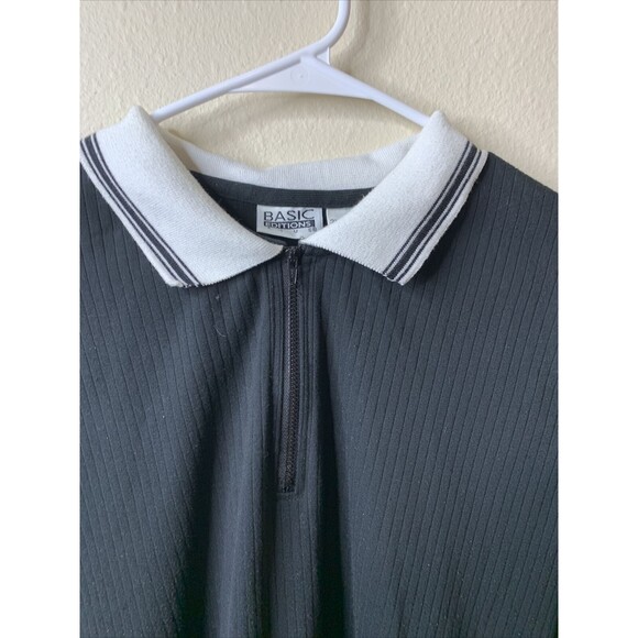 Basic Editions Vintage 90's Black Ribbed Zipper Neck Sleeveless Casual Tank 2x - Picture 2 of 8